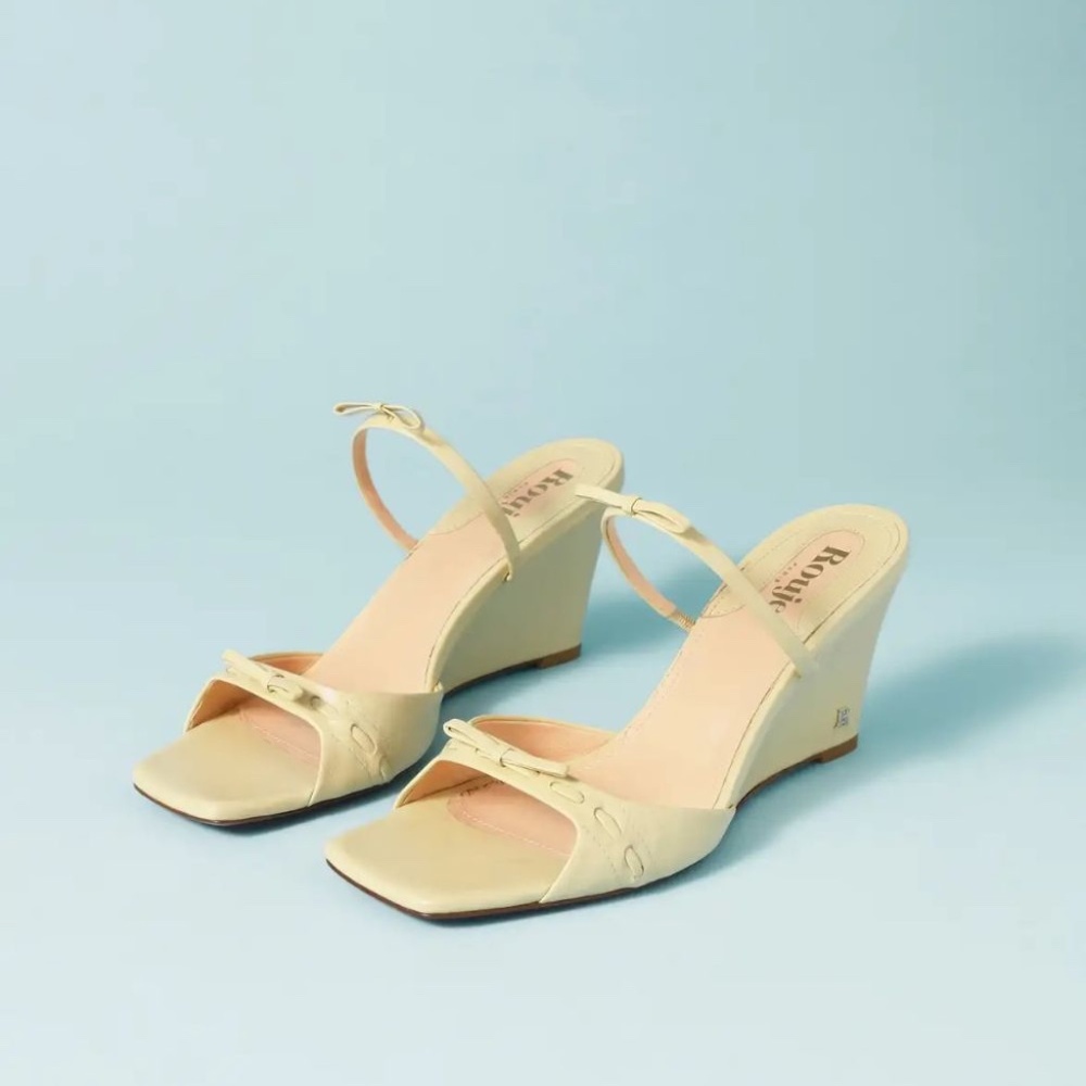 Rouje Paris Eve Wedge Mules Nappa Butter Yellow Size 37 - Picture 2 of 16